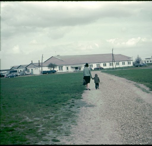 1963-April walking from trailer home to Social Services club on Dreux Air Force Base.jpg