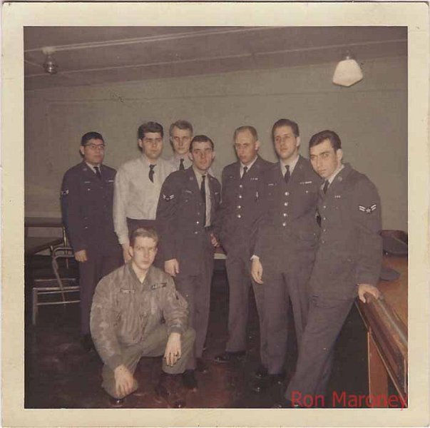 air police quarters and training copy 3.jpg - back row: Pedro Segura, Unknown, Bruce Freedman, Mike Richards, James Potter, JC Newman, Tony Sessa front row: Ray Turcotte 