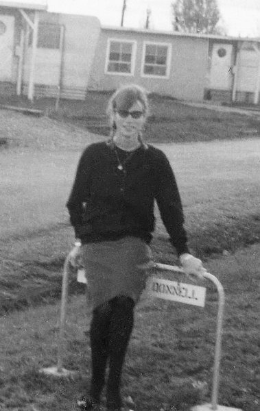 2au-pair.jpg - This was our Au Pair, Marie France Hoquetis, taken in front of our trailer. The street behind her is Rhode Island Street.  Doug