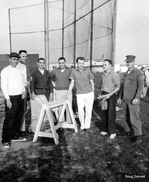 Softball.jpg - At the softball field. - Not the various services we know Air Force but also Marine, Army, and Navy.