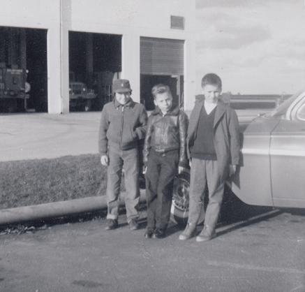 fire.jpg - Taken in 1961 (I think) in front of the fire station. That's me on the left, Vance Kendrick in the center, and Phillip Haroche (French friend) on the right.