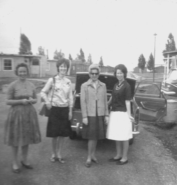 mom-pre-berlin.jpg - This was my mom with three friends about to head out to Berlin to see President Kennedy's famous 'Ich bin ein Berliner" speech in 1963.