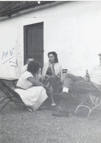 A2C Sibert on left A2C Birdsong and Petit Auberge Bar Owner 1960 .JPG