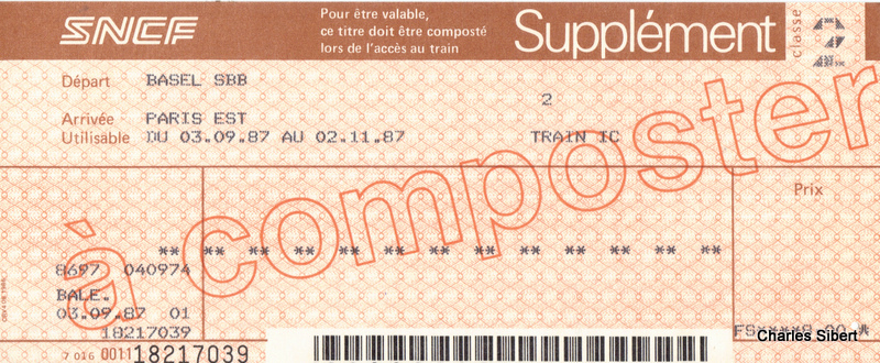 French Rail Pass.JPG - Supplement to my French Rail Pass Coming from Basel to Paris 1987