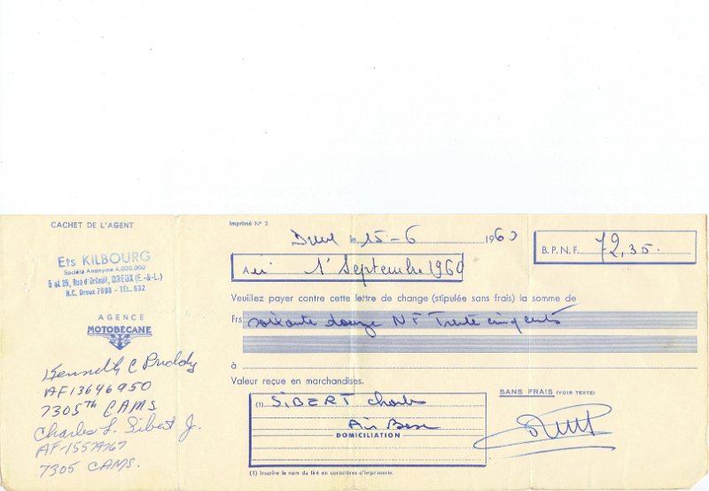 Moped Receipt Dreux 1960.JPG