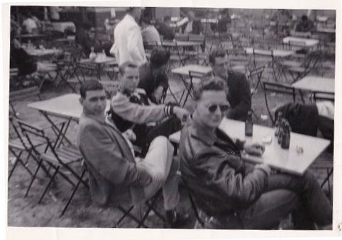 lf_drink_beer.jpg - Larry and Friends Drinking Beer at Le Mans Race