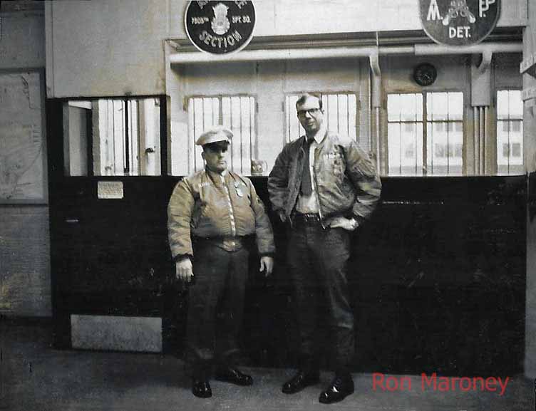 French Cantine, base closing celebration, 1967 copy 6.jpg - Air police desk left is Airman Elbert and Right is Airman Hutson