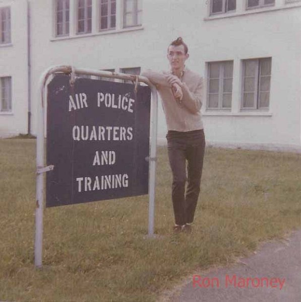 air police quarters and training copy 2.jpg - Mike Richards in front of the Air Police quarter and training entrance. 