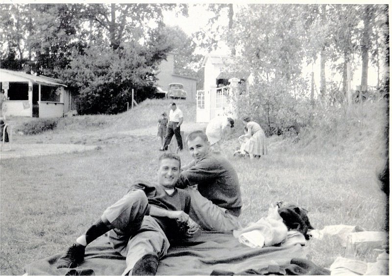 A2C Sibert and A1C no name Swim Lake Near Base 1960.JPG