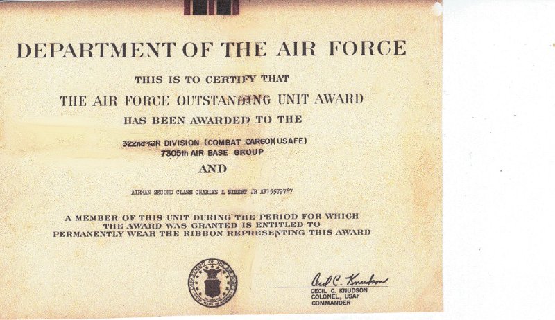 Air Force Outstanding Unit Award for A2C Sibert July 1960.JPG